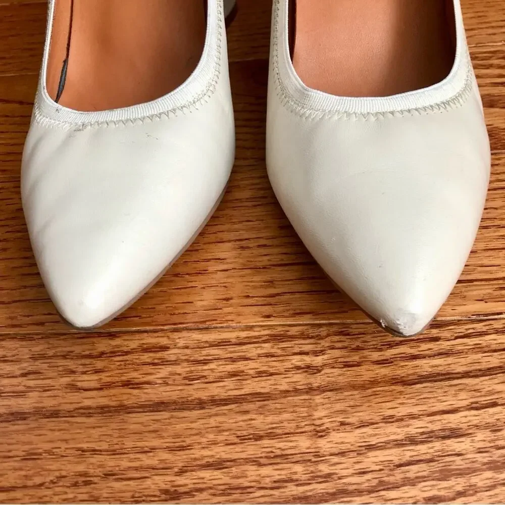 Gentle Souls by Kenneth Cole Dionne Pointed Toe Pumps White Stone Women's 7.5M